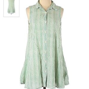 Like new 11.1 Tylho green striped sleeveless dress small